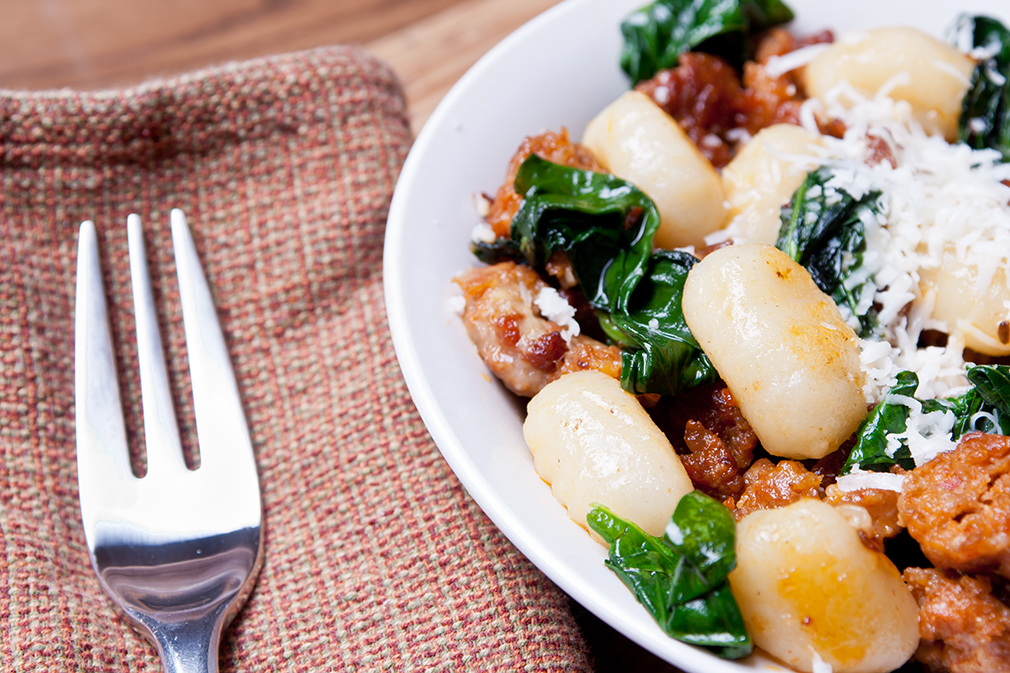 Gnocchi with Sausage and Spinach Paired with 2017 Sonoma Valley ‘Estate Old Vine’ Carignane
