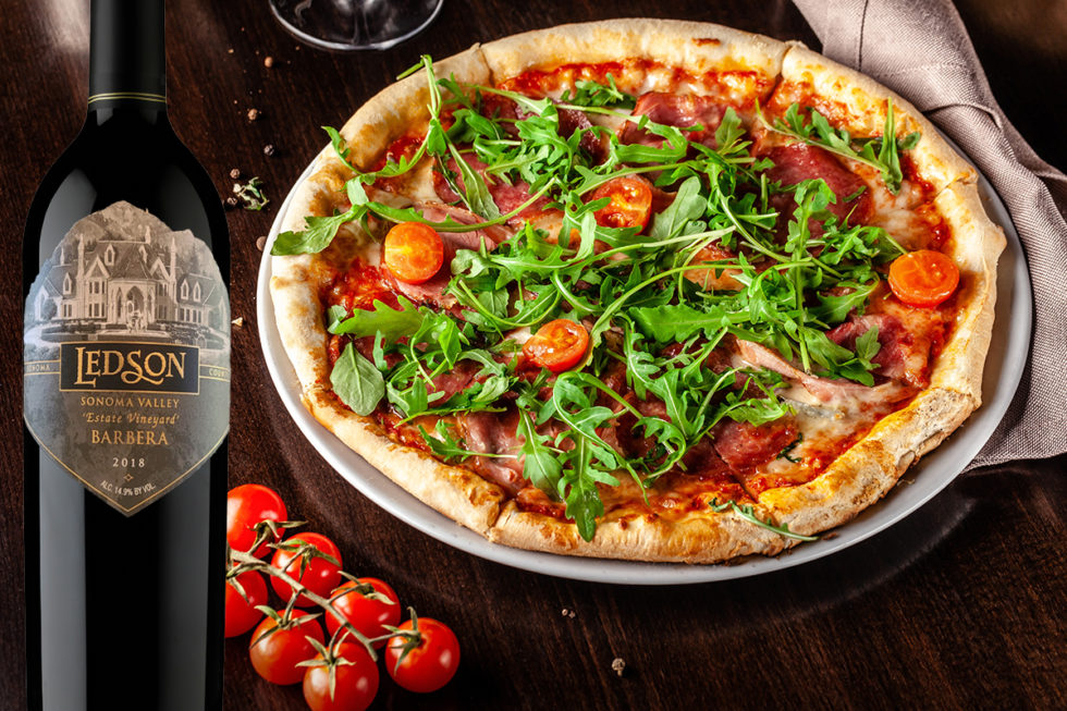 Barbera, Arugula & Prosciutto Pizza Ledson Winery & Vineyards